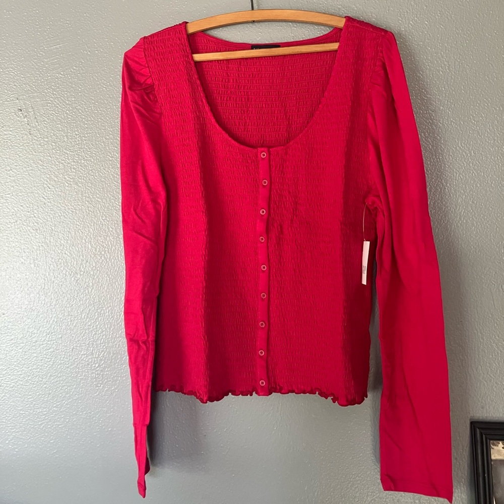 Smocked hot pink top